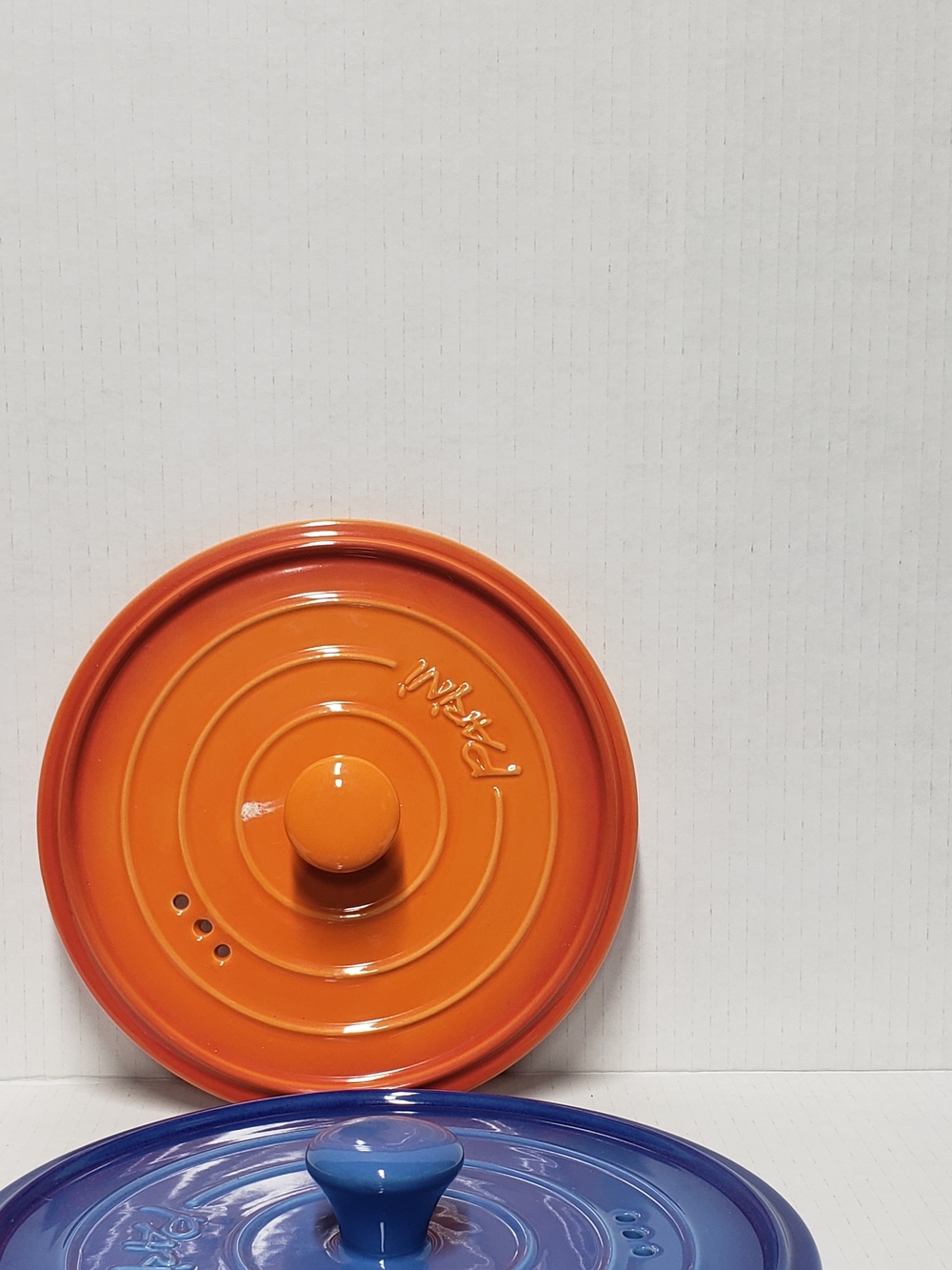 Parini 3 qt. Blue and 2 qt. Orange round ceramic casserole replacement lids